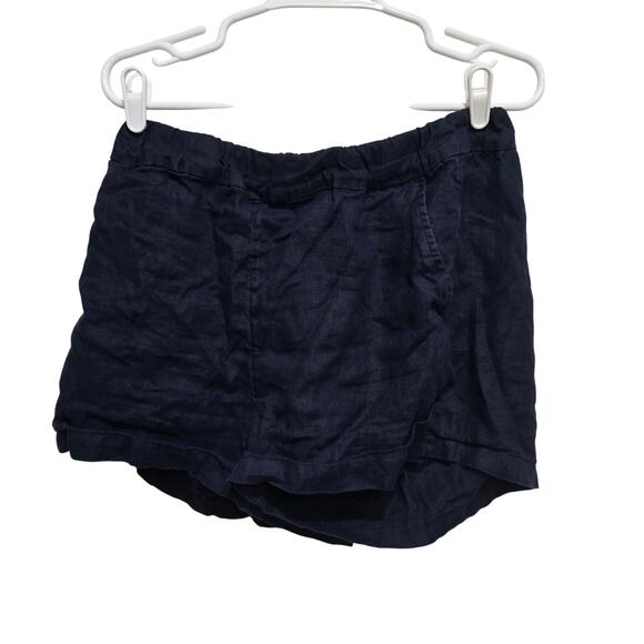 J.Crew Medium Navy Blue Linen Pull-On Shorts Casual Vacation - Picture 1 of 8